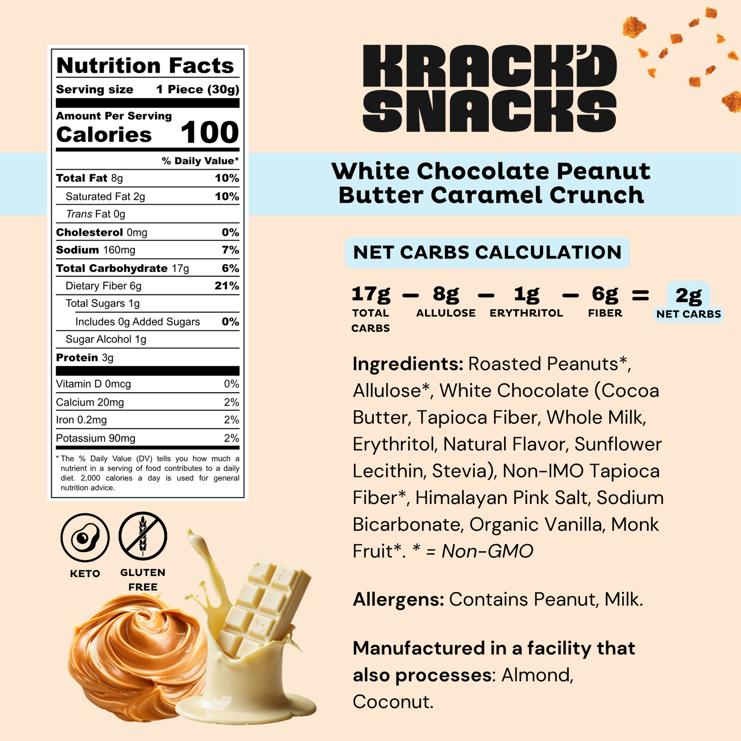 White Chocolate Peanut Butter Caramel Crunch (Keto)