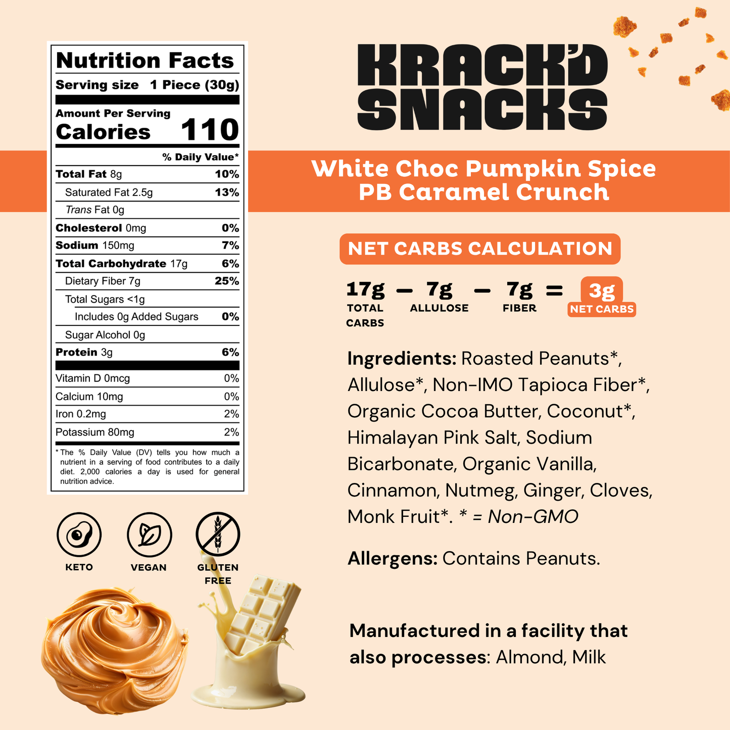 Pumpkin Spice Peanut Butter Caramel Crunch (Keto | Vegan)