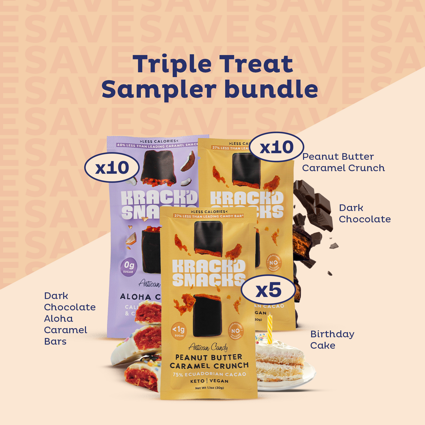 Triple Treat Sampler Bundle — 25 Keto Candy Bars, FREE Shipping