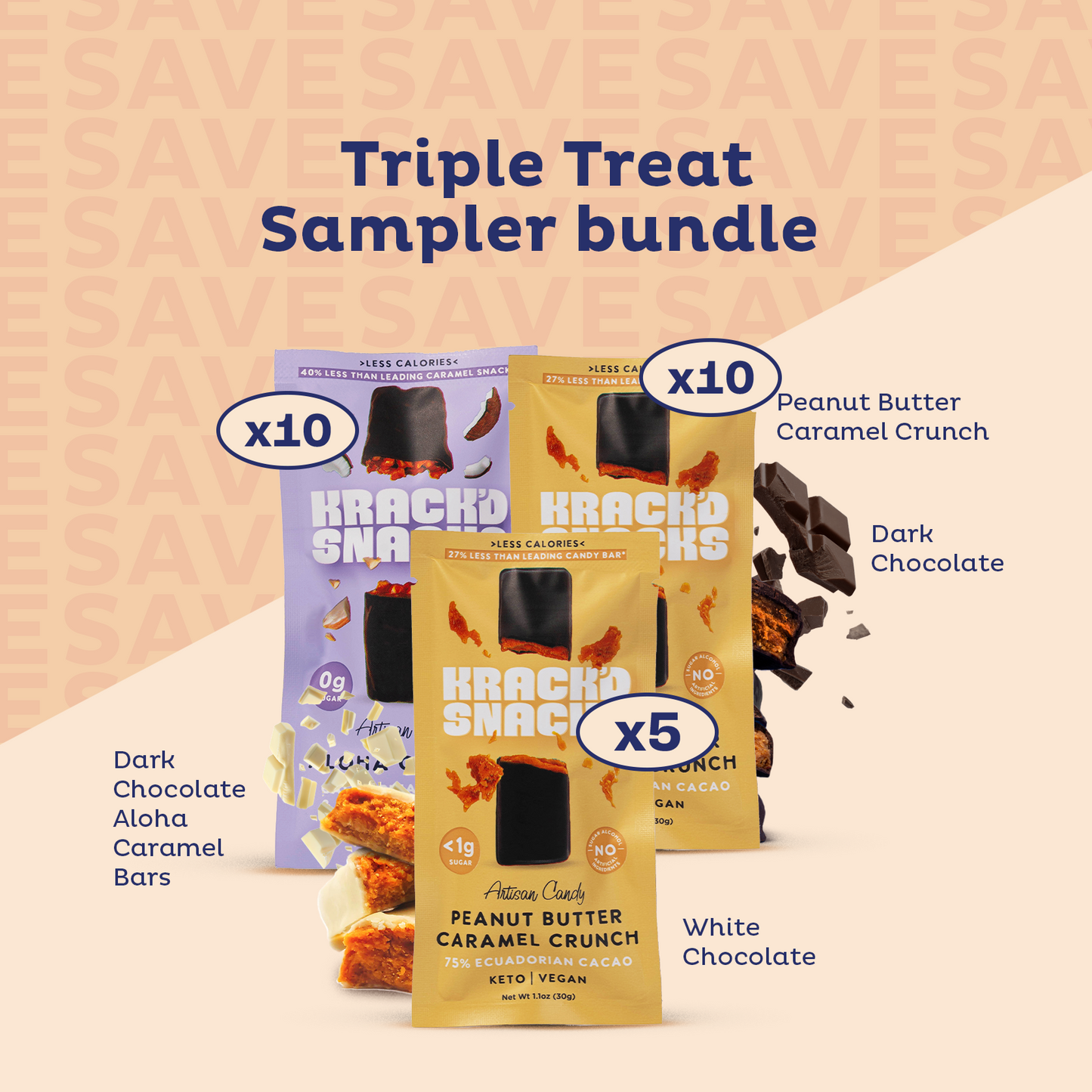 Triple Treat Sampler Bundle — 25 Keto Candy Bars, FREE Shipping
