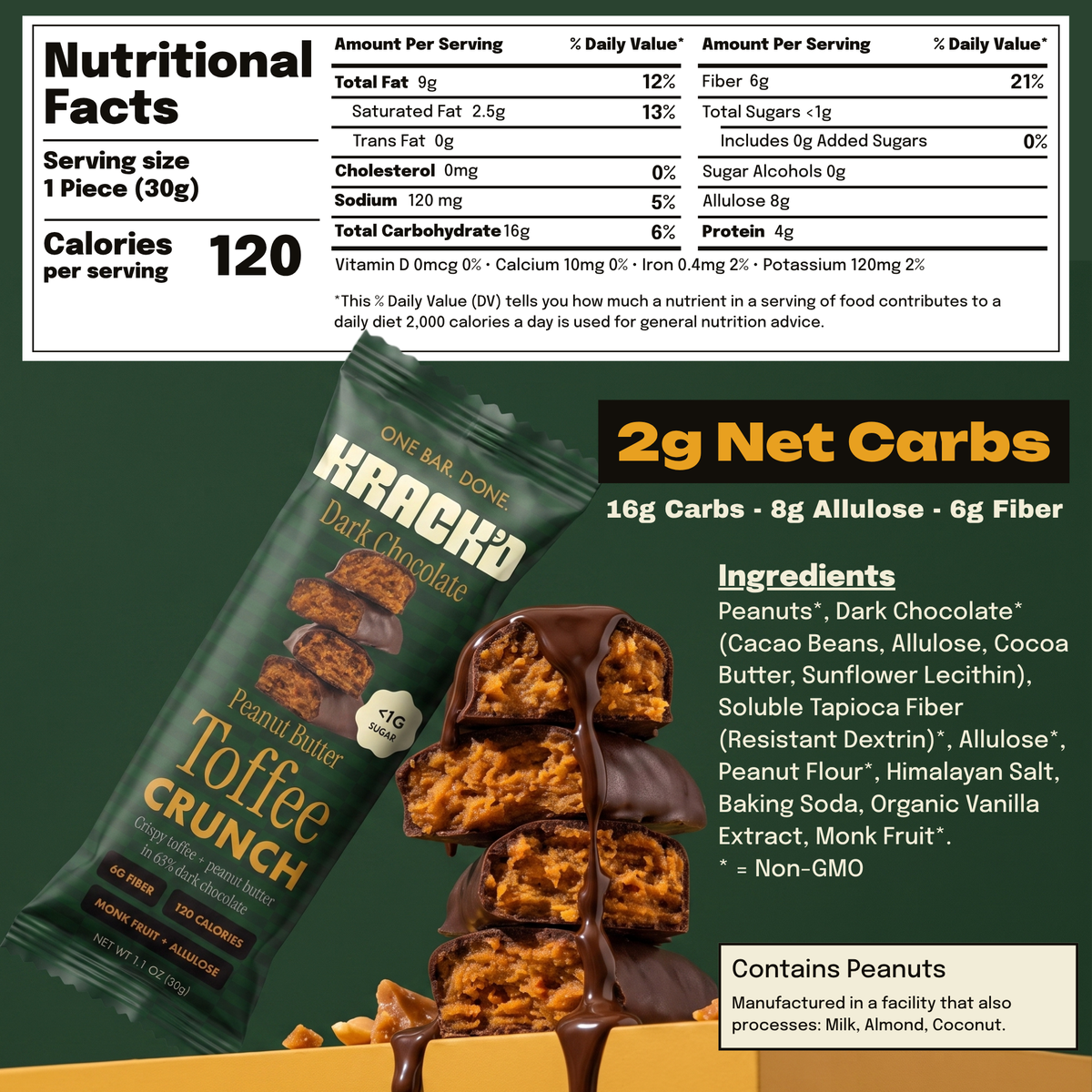 Dark Chocolate Peanut Butter Toffee Crunch