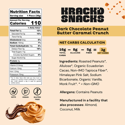 Dark Chocolate Peanut Butter Caramel Crunch (Keto | Vegan)