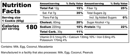 White Chocolate Macadamia Protein Cookies (5 Cookies)