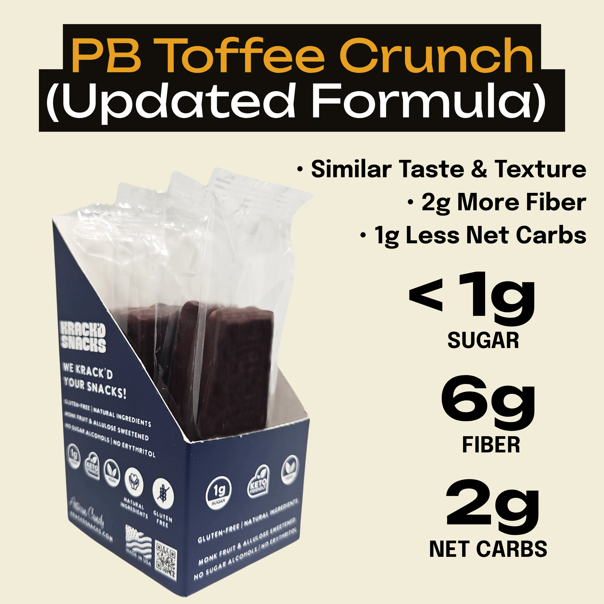 Dark Chocolate PB Toffee Crunch (5 Pieces) UPDATED FORMULA
